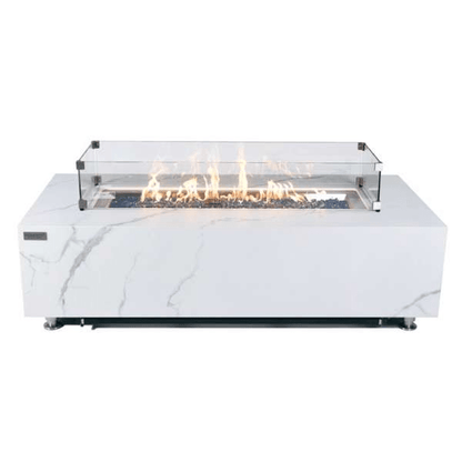 Elementi Plus Carrara Marble Porcelain Fire Table OFP121BW
