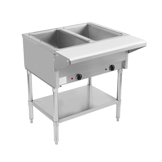 BevLes - BVST-2-240, BevLes 2 Well Electric Steam Table, 230V, in Silver - BVST-2-240