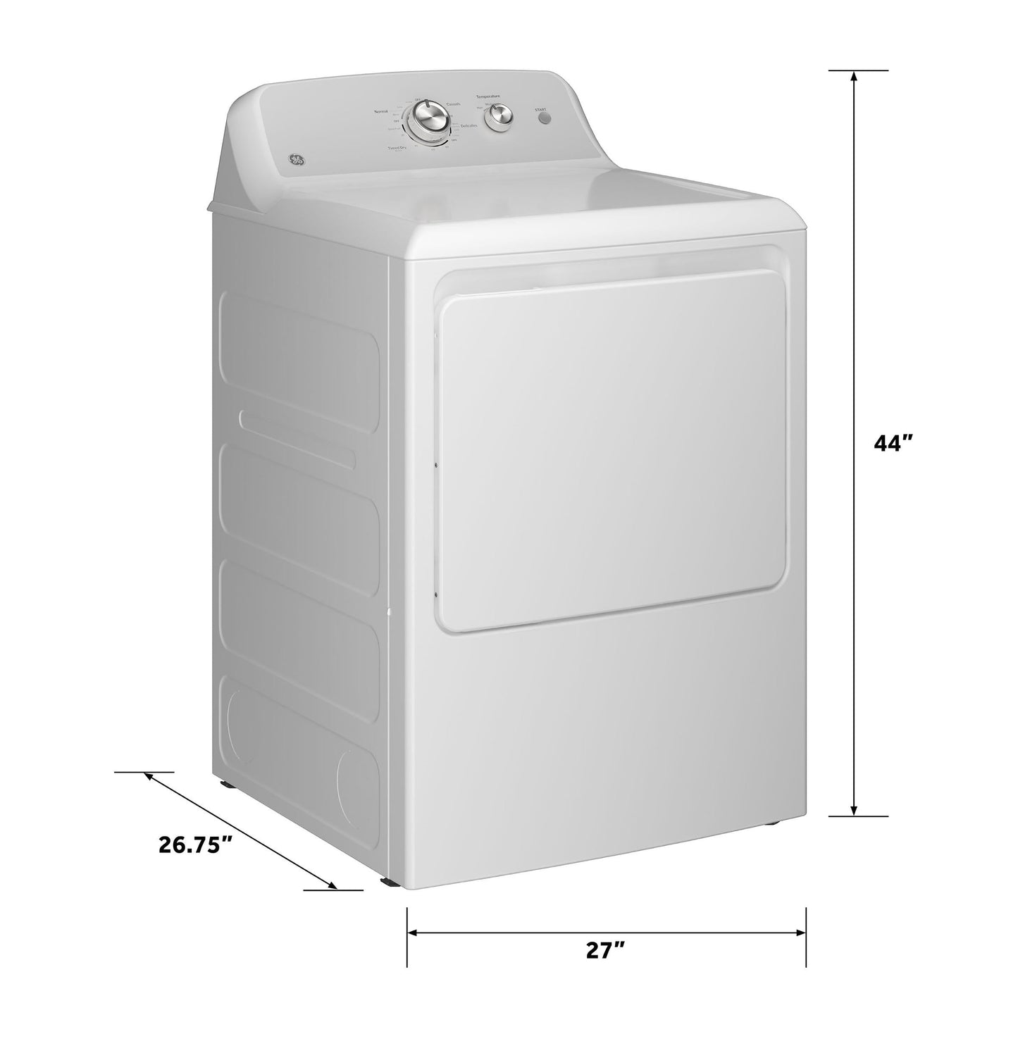 GE APPLIANCES GTX38EASWWS GE(R) 6.2 cu. ft. Capacity Electric Dryer with Up To 120 ft. Venting and Shallow Depth​ - GTX38EASWWS-KT