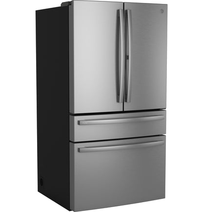 GE 23.2 Cu. Ft. Smart 4-Door French-Door Fridge, Counter-Depth - PJE23BYWFS-KT