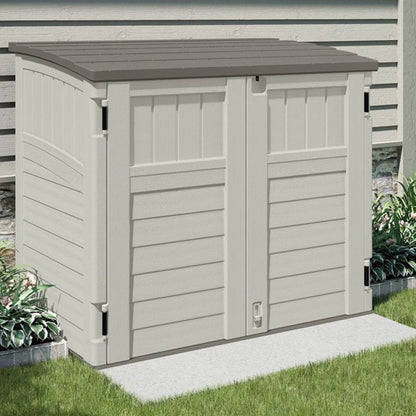 Suncast 34 Cubic Feet Horizontal Backyard Storage Stow Away Shed, Ivory (4 Pack) - 172828