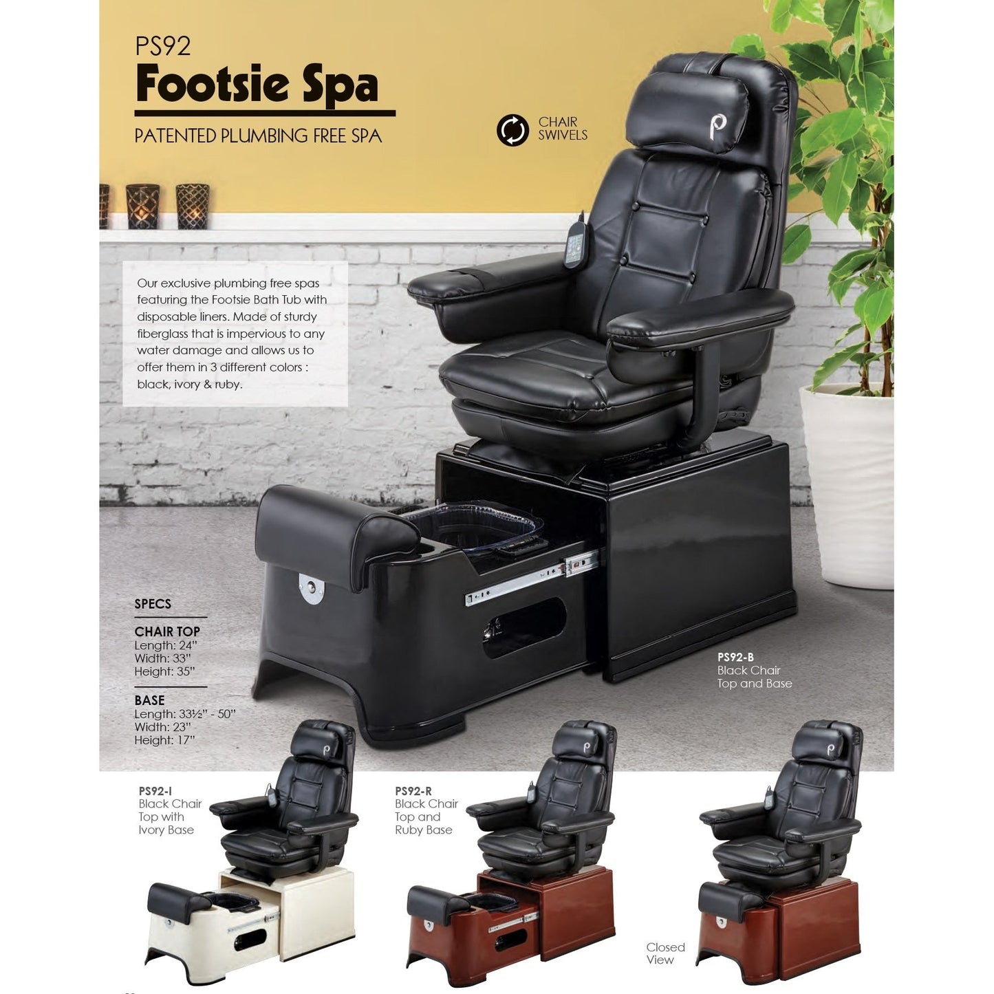 Pibbs Fiberglass Footsie Pedicure Spa Pibbs - PIB-PS-92