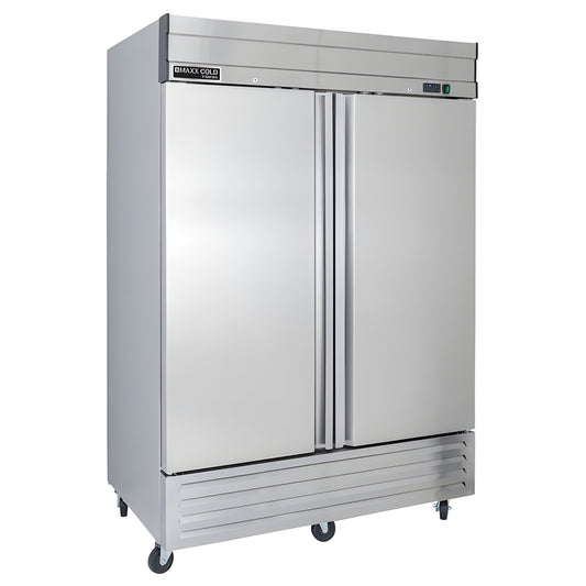 Maxx Cold V-Series 2 Door Reach-In Refrigerator, Bottom Mount, in Stainless Steel - - MVR-49FDHC