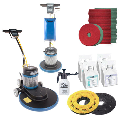 CleanFreak Floor Scrubbing & Polishing Package w/ 20" Floor Burnisher & 17" Floor Buffer - FLR-PACKAGE4