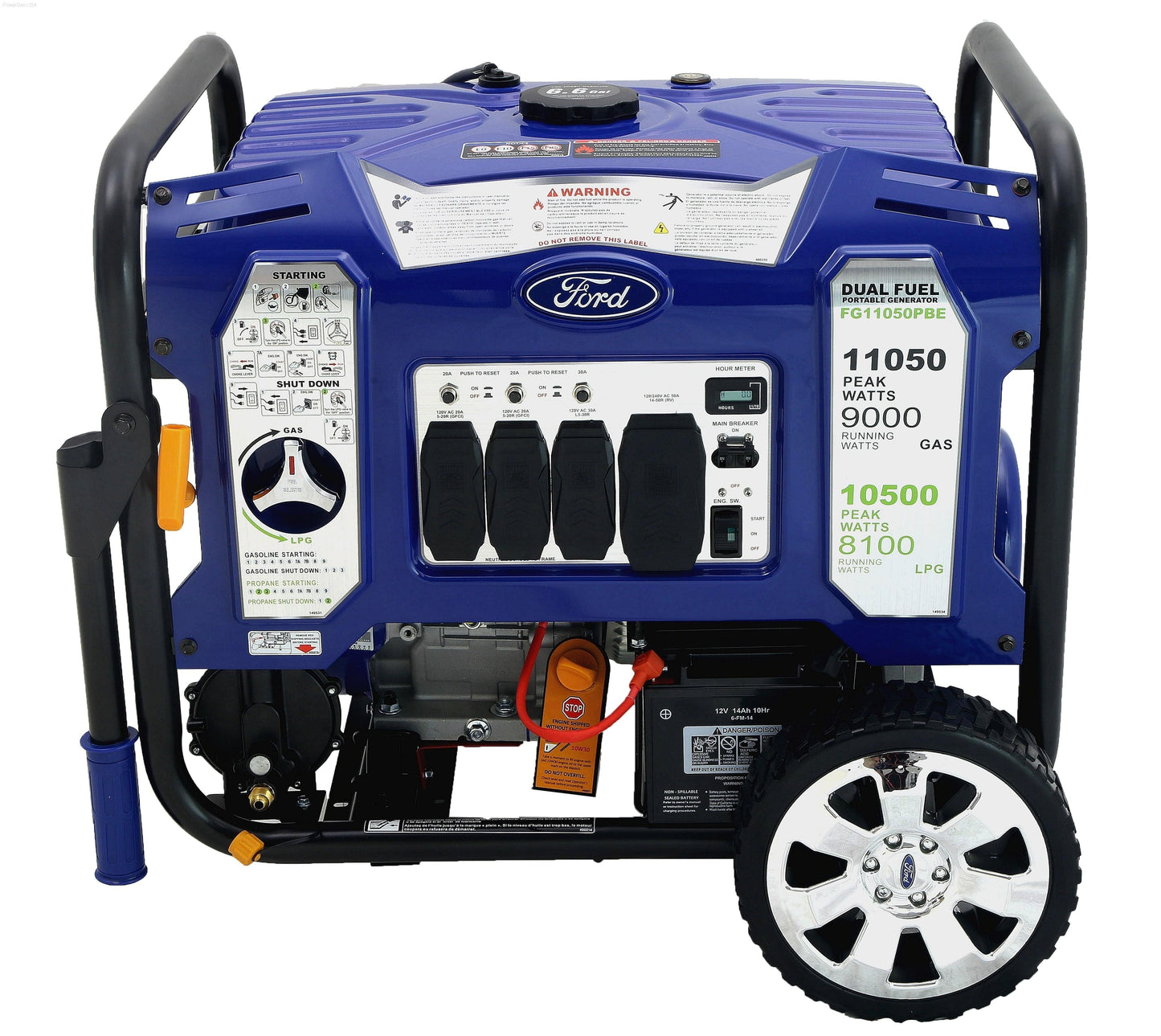 Ford-FG11050PBE 11,050W Dual Fuel Portable Generator with Switch & Go Technology - PowerGen USA - FG11050PBE