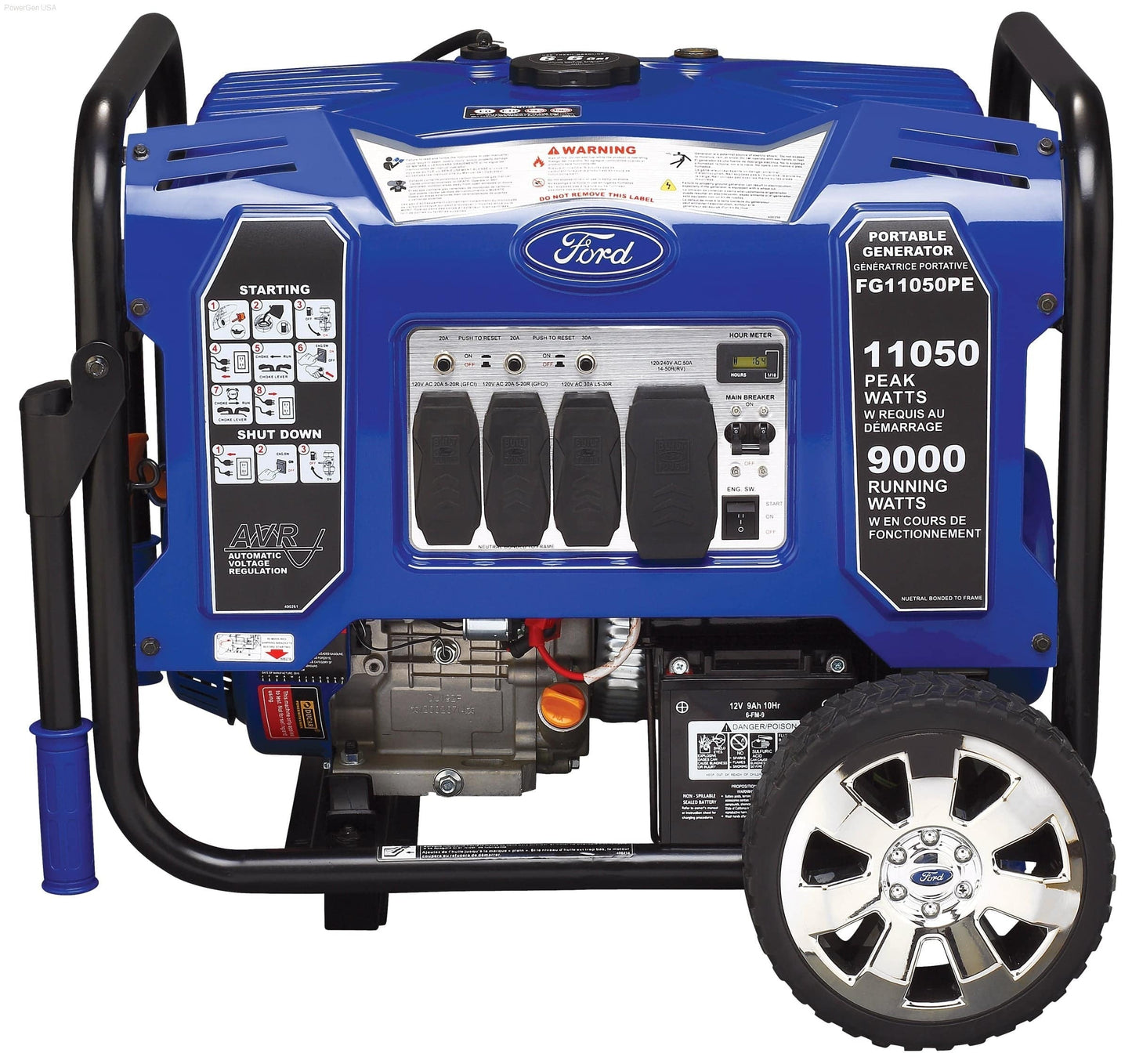 Ford-FG11050PE 11,050W Peak/9,000w Rated Portable Gas Powered Generator - PowerGen USA - FG11050PE