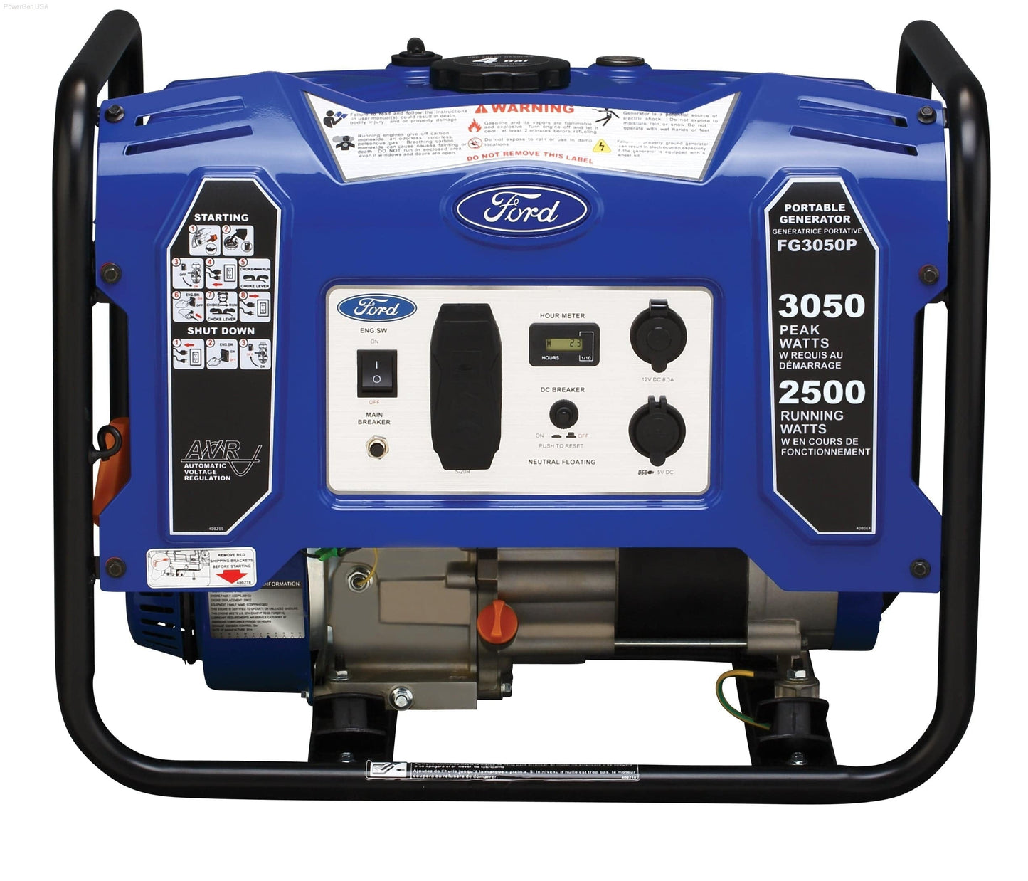 Ford-FG3050P 3050 Peak Watts/ 2500 Running Watts,Portable Gas Powered Generator - PowerGen USA - FG3050P
