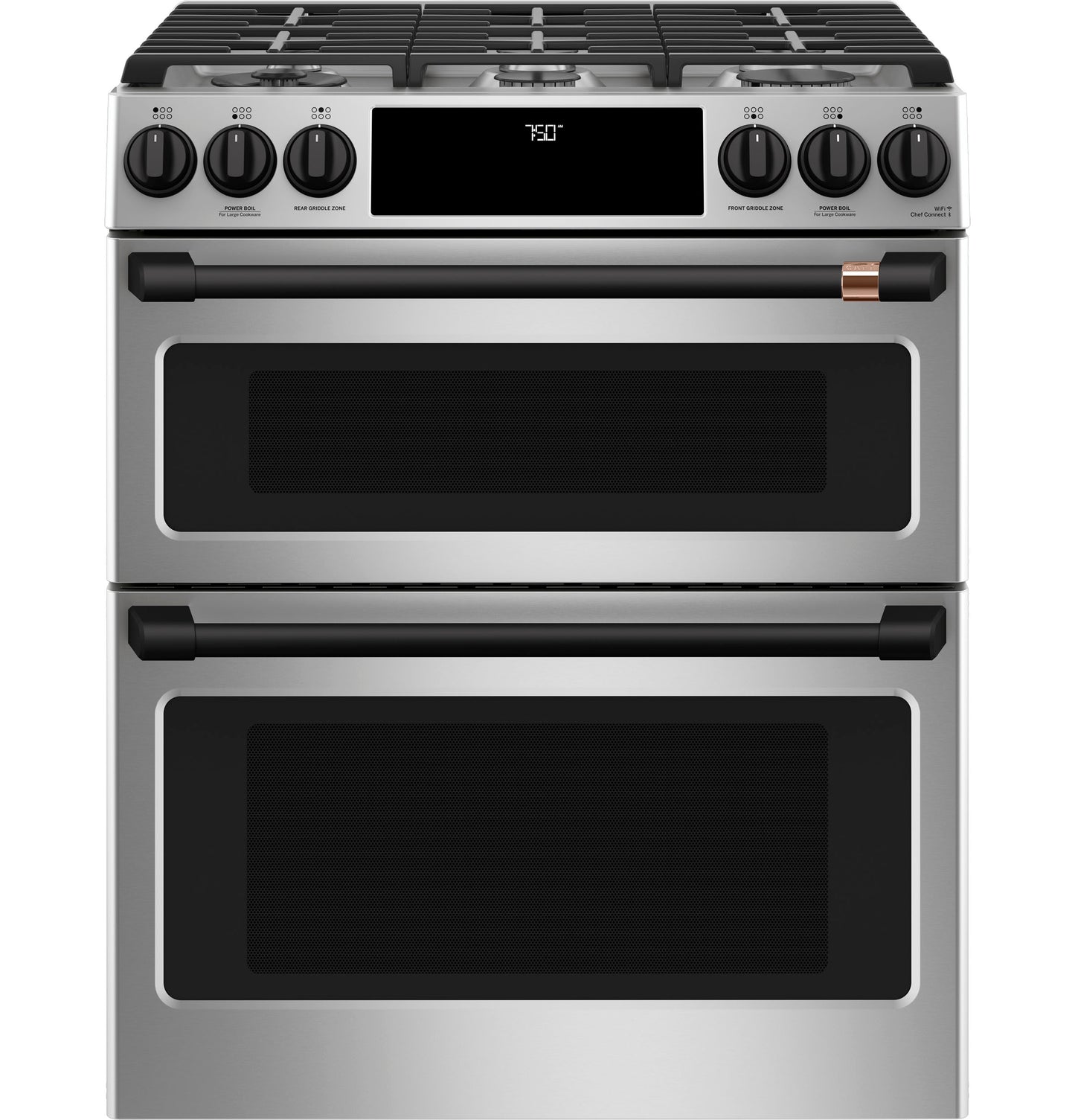 CAFE CGS750P2MS1 CAFé 30" Smart Slide-In, Front-Control, Gas Double-Oven Range with Convection in Stainless Steel - CGS750P2MS1