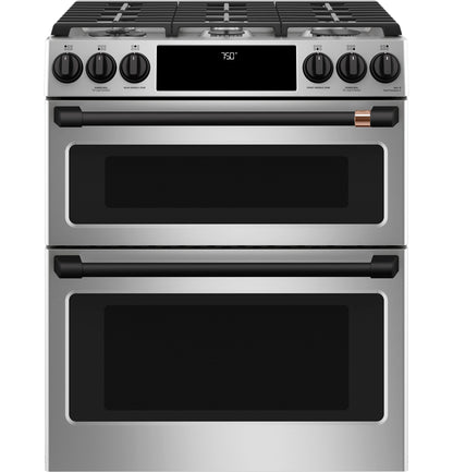 CAFE CGS750P2MS1 CAFé 30" Smart Slide-In, Front-Control, Gas Double-Oven Range with Convection in Stainless Steel - CGS750P2MS1