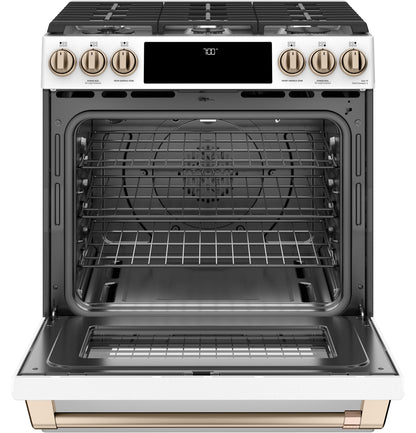 CAFE CGS700P4MW2 CAFé 30" Smart Slide-In, Front-Control, Gas Range with Convection Oven White - CGS700P4MW2