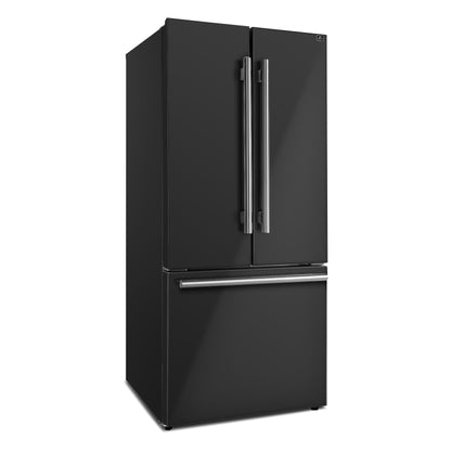 FORNO FFFFD197431BLK Forno Gallipoli Espresso 30-Inch Black French Door Refrigerator, Bottom Freezer, 17.5 Cu. Ft., No Frost, Ice Maker