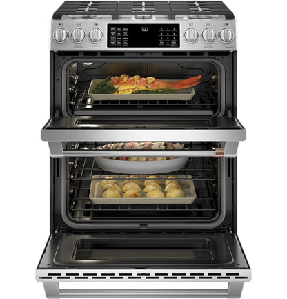 CAFE CGS750P2MS1 CAFé 30" Smart Slide-In, Front-Control, Gas Double-Oven Range with Convection in Stainless Steel - CGS750P2MS1