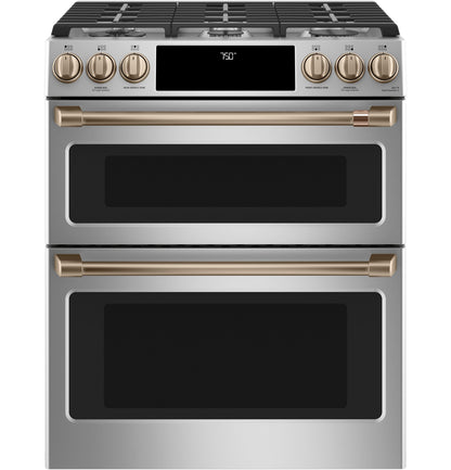 CAFE CGS750P2MS1 CAFé 30" Smart Slide-In, Front-Control, Gas Double-Oven Range with Convection in Stainless Steel - CGS750P2MS1