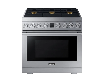 DACOR DOP36T86GLS Transitional 36" Gas Range, Silver in Stainless Steel, Natural Gas/Liquid Propane - DOP36T86GLS