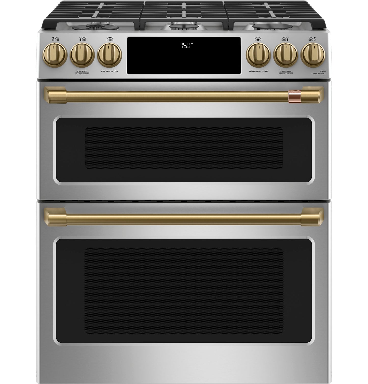 CAFE CGS750P2MS1 CAFé 30" Smart Slide-In, Front-Control, Gas Double-Oven Range with Convection in Stainless Steel - CGS750P2MS1