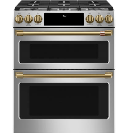 CAFE CGS750P2MS1 CAFé 30" Smart Slide-In, Front-Control, Gas Double-Oven Range with Convection in Stainless Steel - CGS750P2MS1