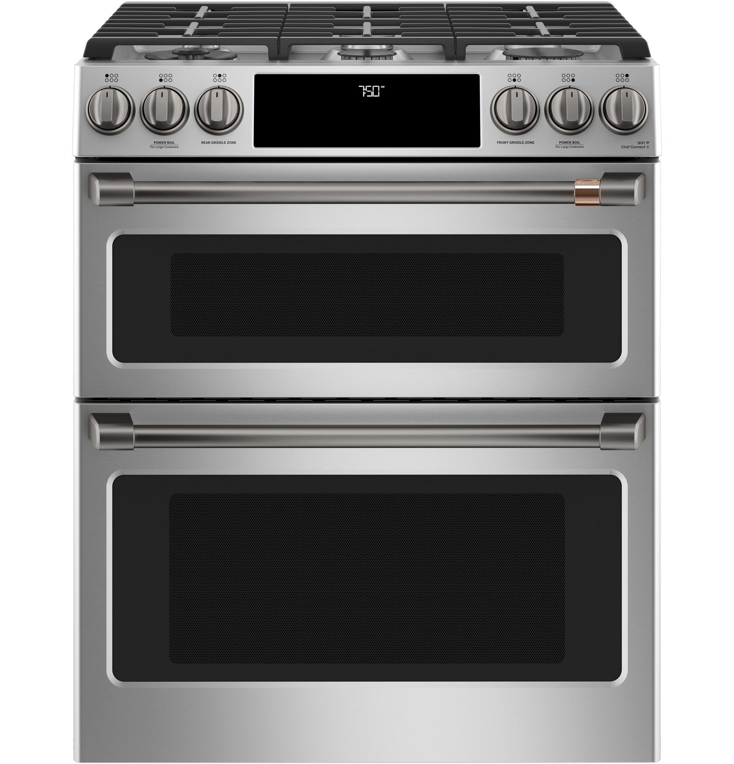 CAFE CGS750P2MS1 CAFé 30" Smart Slide-In, Front-Control, Gas Double-Oven Range with Convection in Stainless Steel - CGS750P2MS1