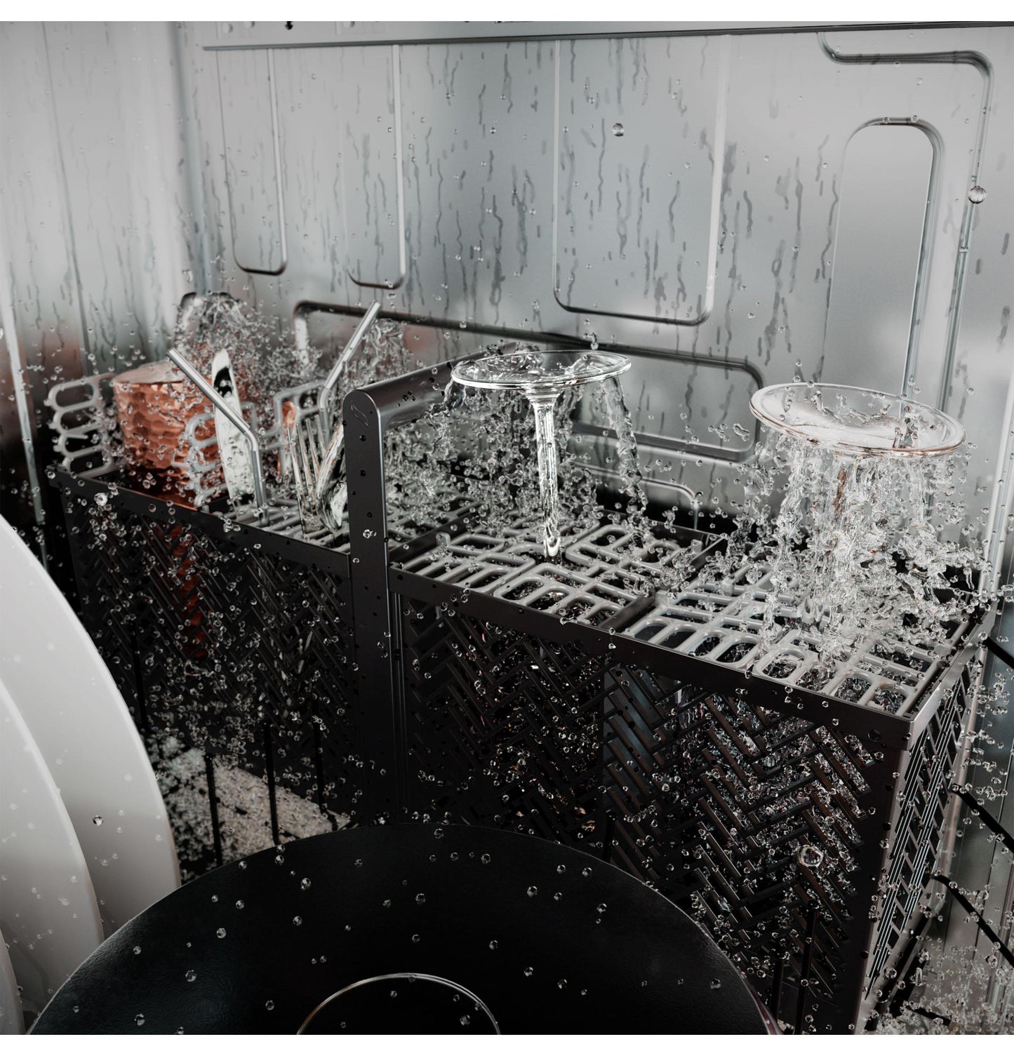 CAFE CDP888M5VS5 CAFé CustomFit ENERGY STAR Stainless Interior Smart Dishwasher with Ultra Wash Top Rack and LED Lights, 39 dBA in Platinum Glass Gray - CDP888M5VS5