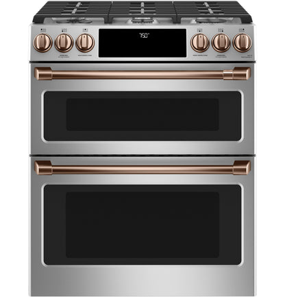 CAFE CGS750P2MS1 CAFé 30" Smart Slide-In, Front-Control, Gas Double-Oven Range with Convection in Stainless Steel - CGS750P2MS1