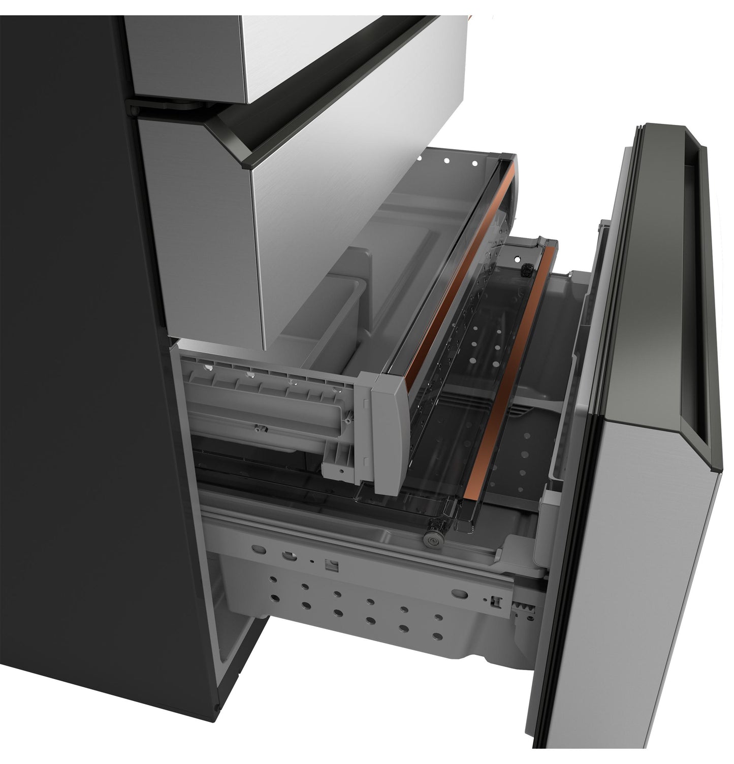 CAFE CJE23DM5WS5 CAFé ENERGY STAR 23.2 Cu. Ft. Smart Counter-Depth 4-Door French-Door Refrigerator in Platinum Glass With Dual-Dispense AutoFill Pitcher Gray - CJE23DM5WS5