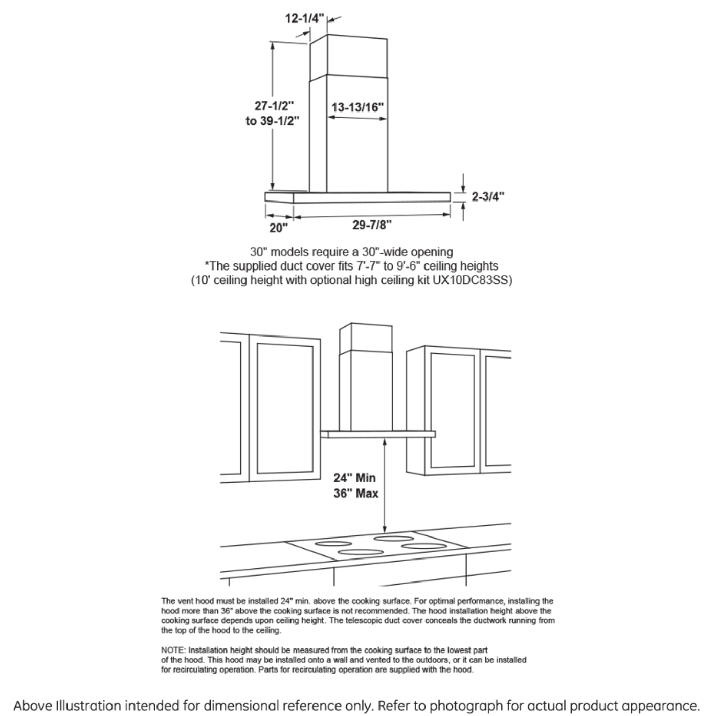 CAFE UVW8301SLSS 30" Designer Wall Mount Hood w/ Dimmable LED Lighting in Stainless Steel - UVW8301SLSS