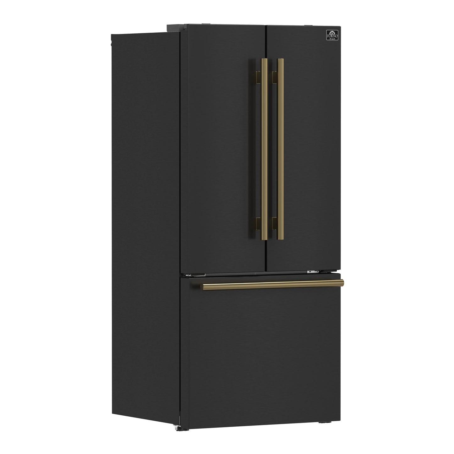 FORNO FFFFD197431BLK Forno Gallipoli Espresso 30-Inch Black French Door Refrigerator, Bottom Freezer, 17.5 Cu. Ft., No Frost, Ice Maker