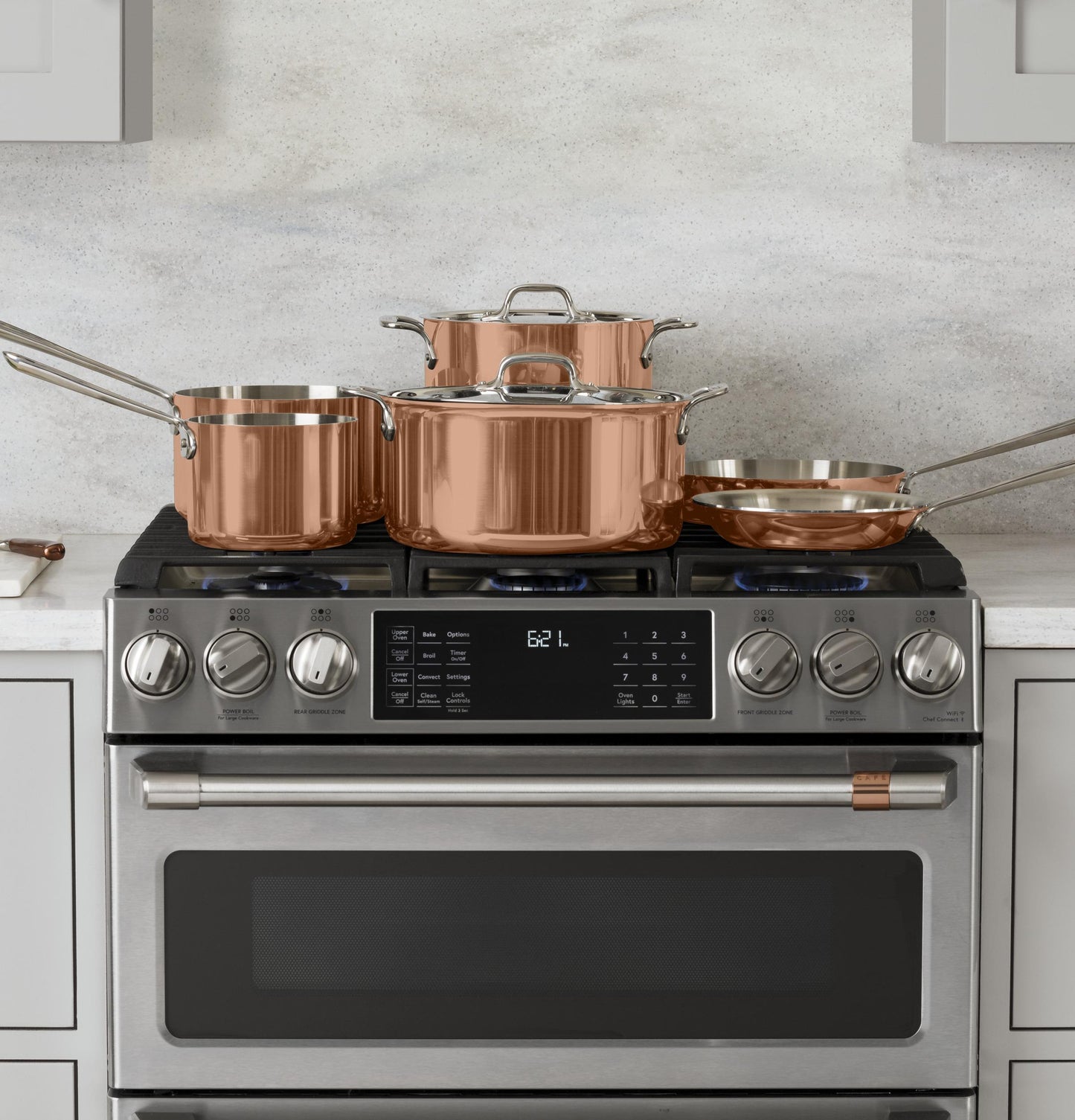 CAFE CGS750P2MS1 CAFé 30" Smart Slide-In, Front-Control, Gas Double-Oven Range with Convection in Stainless Steel - CGS750P2MS1