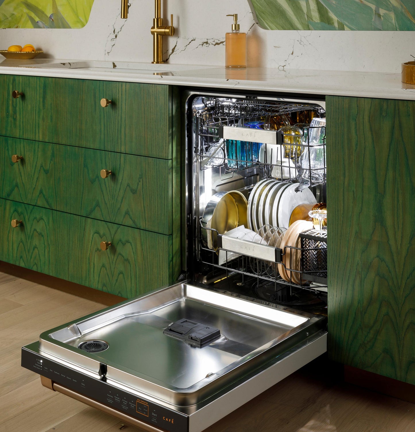 CAFE CDP888M5VS5 CAFé CustomFit ENERGY STAR Stainless Interior Smart Dishwasher with Ultra Wash Top Rack and LED Lights, 39 dBA in Platinum Glass Gray - CDP888M5VS5