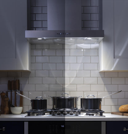 CAFE UVW8301SLSS 30" Designer Wall Mount Hood w/ Dimmable LED Lighting in Stainless Steel - UVW8301SLSS