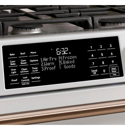 CAFE C2S900P2MS1 CAFé 30" Smart Slide-In, Front-Control, Dual-Fuel Range with Warming Drawer in Stainless Steel - C2S900P2MS1