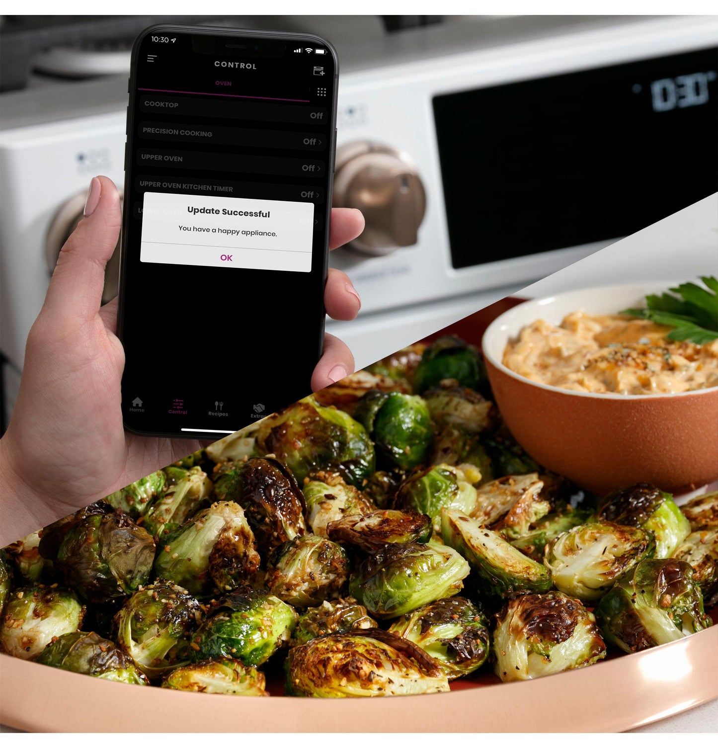 CAFE CGS700P4MW2 CAFé 30" Smart Slide-In, Front-Control, Gas Range with Convection Oven White - CGS700P4MW2