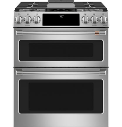 CAFE CGS750P2MS1 CAFé 30" Smart Slide-In, Front-Control, Gas Double-Oven Range with Convection in Stainless Steel - CGS750P2MS1