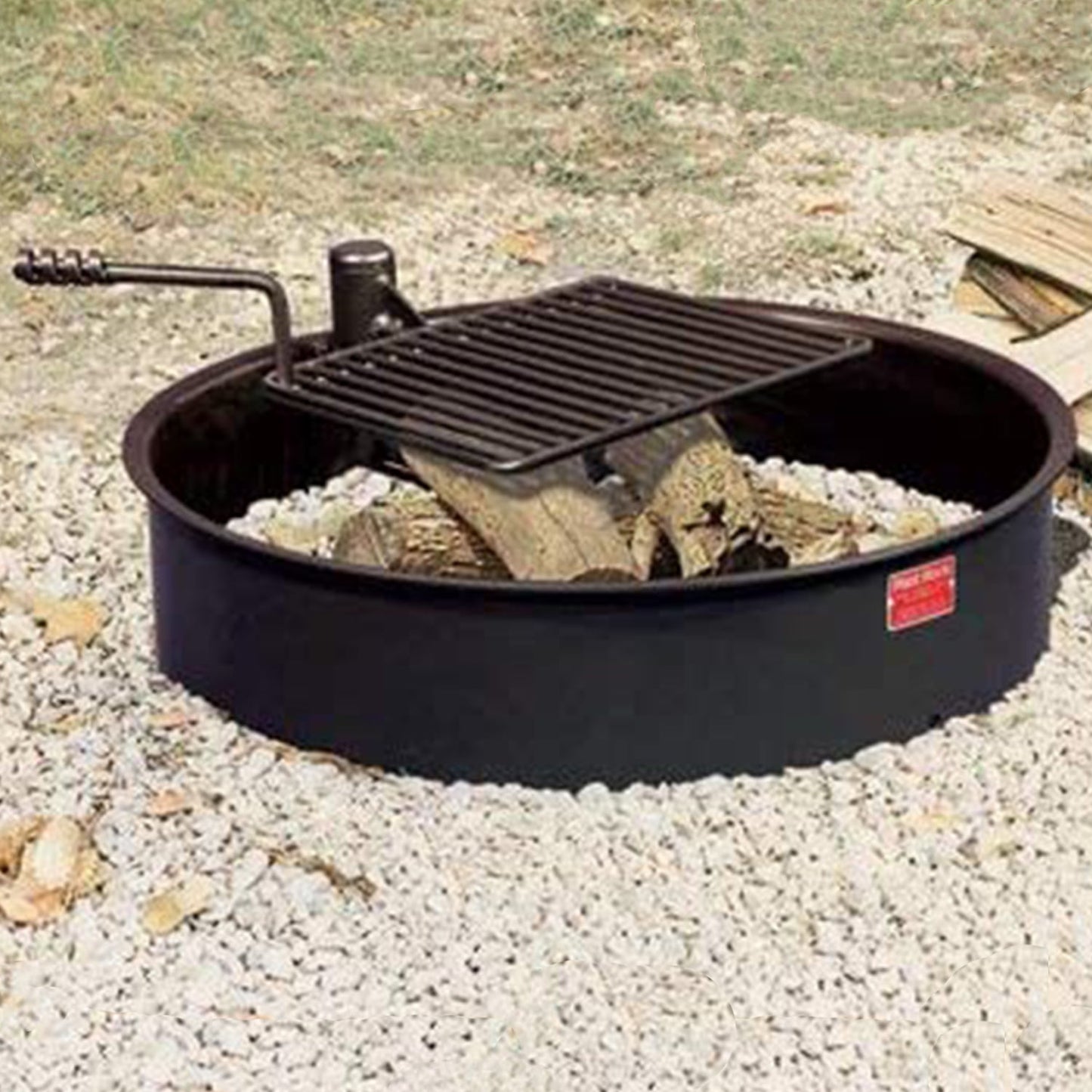 Pilot Rock 3 Pack 30.5 Inch Steel Ground Fire Pit Ring and Metal Cooking Grate - 415876
