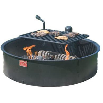 Pilot Rock 3 Pack 30.5 Inch Steel Ground Fire Pit Ring and Metal Cooking Grate - 415876