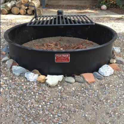 Pilot Rock 3 Pack 30.5 Inch Steel Ground Fire Pit Ring and Metal Cooking Grate - 415876