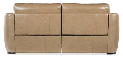 Modway Furniture Wayward Power Sofa - Luxurious Power Recline & Adjustable Headrest in Latte Leather for Relaxation