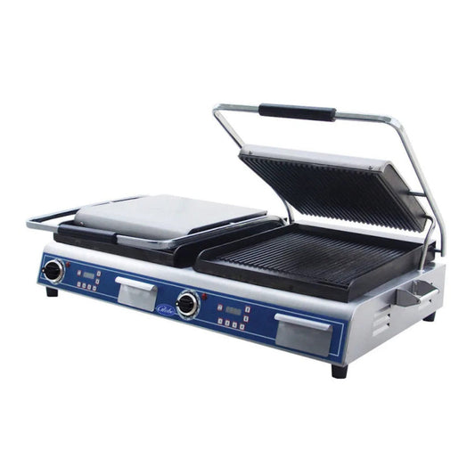 Globe GPGDUE14D Deluxe Double Sandwich Grill with Grooved Plates - GLGPGDUE14D