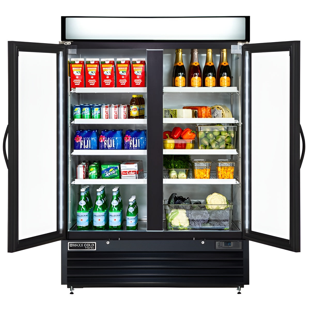 Maxx Cold V-Series Double Glass Door Merchandiser Refrigerator, in Black - MVMR48B