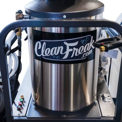 CleanFreak 4.0 GPM Hot Water Pressure Washing Skid w/ Tank, Reels & Spray Gun (Gas Engine) – 3,500 PSI  WET-APODCF4-0001