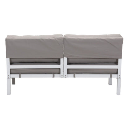 55.9" x 30.3" x 28.7" White & Gray, Polyresin, Powder Coated Aluminum, Loveseat - 364695