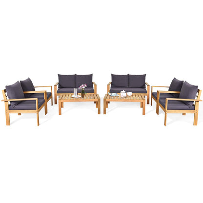 Tangkula Outdoor Conversation Sofa and Table Set with Water Resistant Cushions - HW64146+