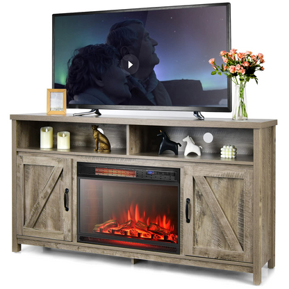 Tangkula Electric Fireplace TV Stand, 59 Inches TV Console - HV10083CF+FP10047US