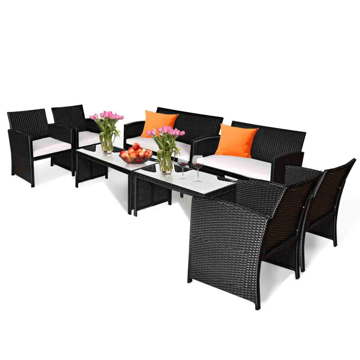 Tangkula Patio Wicker Conversation Furniture Set - 2*HW63239