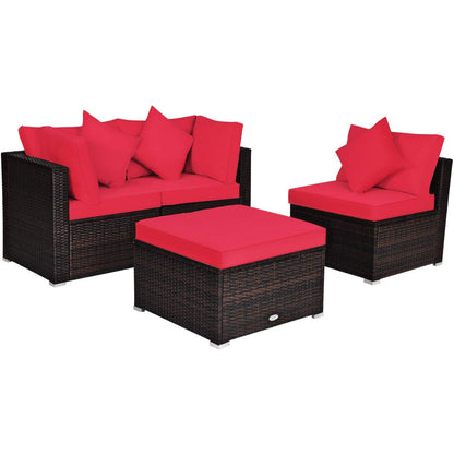 Tangkula Patio Rattan Sofa Set, Outdoor Wicker Sectional Furniture Set - HW63754+