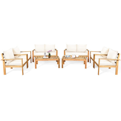 Tangkula Outdoor Conversation Sofa and Table Set with Water Resistant Cushions - HW64146+