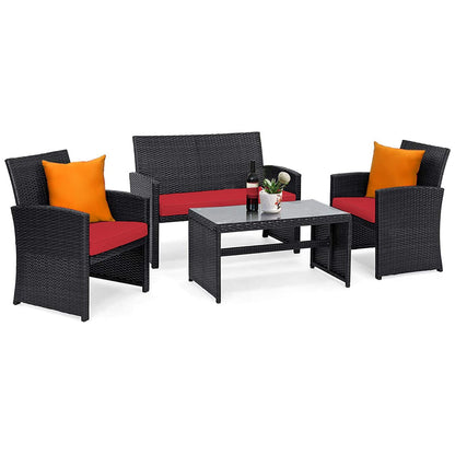 Tangkula Patio Wicker Conversation Furniture Set - 2*HW63239