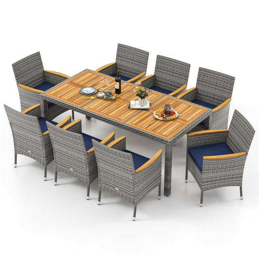 Tangkula 9 Pieces Patio PE Wicker Dining Set - HW73183NY+