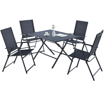 Tangkula 5 Pieces Patio Dining Set, No Assembly Required, Outdoor Dining Furniture with 4 Armchairs & 1 Dining Table - NP10070WL-GR