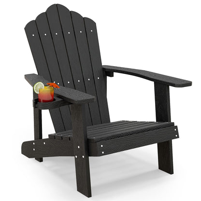 Tangkula Oversized Adirondack Chair, Patio Lounge Chairs w/Adjustable Cup Holder - NP10983BK