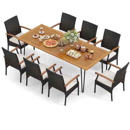 Tangkula 9 Pieces Outdoor Patio Dining Set - HW72245+2*HW70830-4